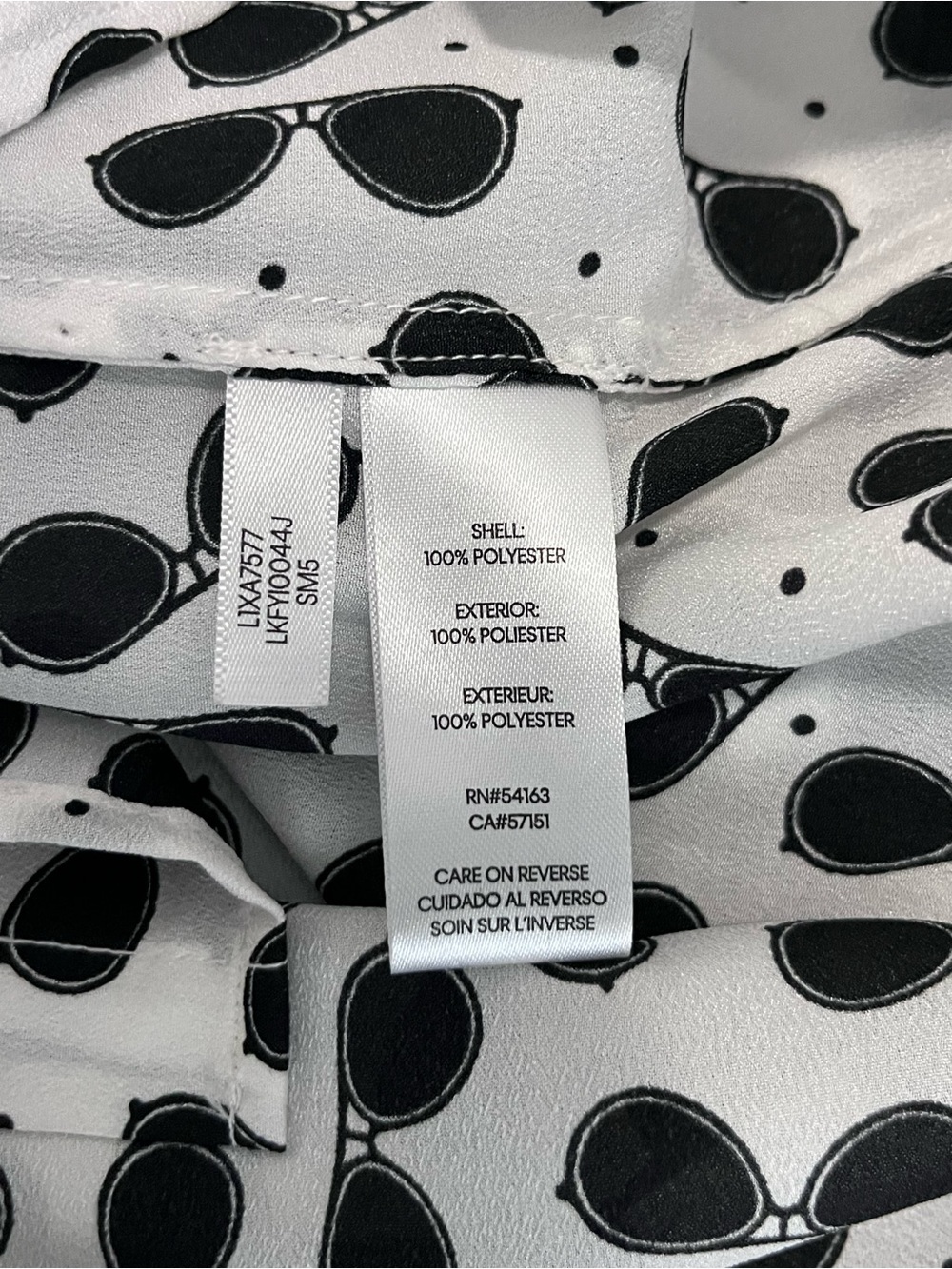 KARL LAGERFELD long sleeve aviator sunglasses print button down blouse Large - Picture 10 of 11
